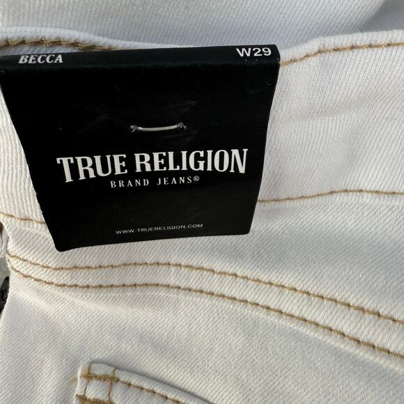 True Religion Jeans Women's 29 (8) Optic White Becca Mid Rise Bootcut Western - Picture 6 of 16